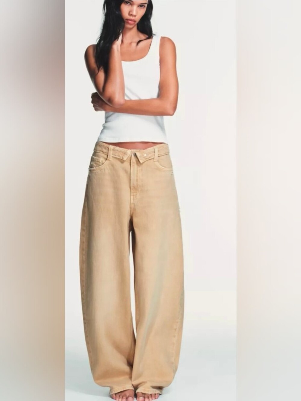 TRF MID-RISE FOLDED WAIST JEANS